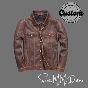 Vintage-Inspired Brown Leather Biker Jacket. handcrafted from genuine lambskin leather.