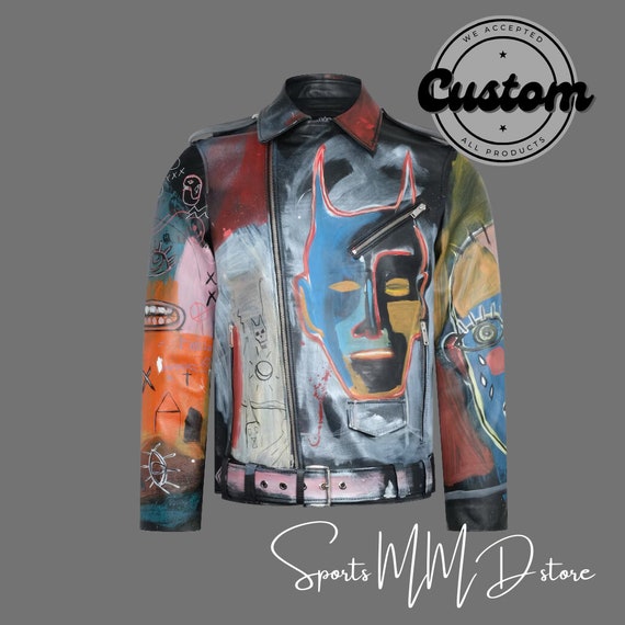 Hand Painted Leather Biker Jacket - Classic Handmade Leather Hand Painted Leather Biker Jacket - Classic Handmade Leather