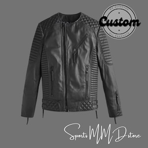 Men&#39;s Black Quilted Biker Jacket - Handmade Classic Genuine Leather Coat for Stylish  & Casual Wear Perfect wear for Riders