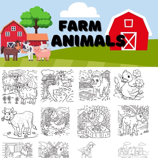 Farming Coloring Pages Etsy
