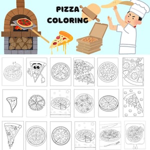 102 Printable National Pizza Day Coloring Pages | Instant Download| Kids Activity | Pizza coloring | Cute Coloring Pages | Pizza Party