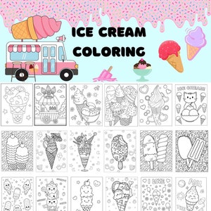 100 Druckbare Eis Malvorlagen | Sofortdownload| Kinderaktivität | Eis am Stiel Party ausmalen | Niedliche Malvorlagen | Eis am Stiel | Party