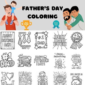 100 páginas para colorear imprimibles del Día del Padre, Descarga instantánea, Actividad para niños, Día del padre, Bonitas páginas para colorear, Papá, Feliz Día del Padre