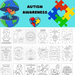 100 páginas para colorear imprimibles sobre la concienciación del autismo / Descarga instantánea / Autismo infantil / Dibujos para colorear sobre autismo / Dibujos para colorear bonitos / Dibujos para colorear sobre la concienciación del autismo