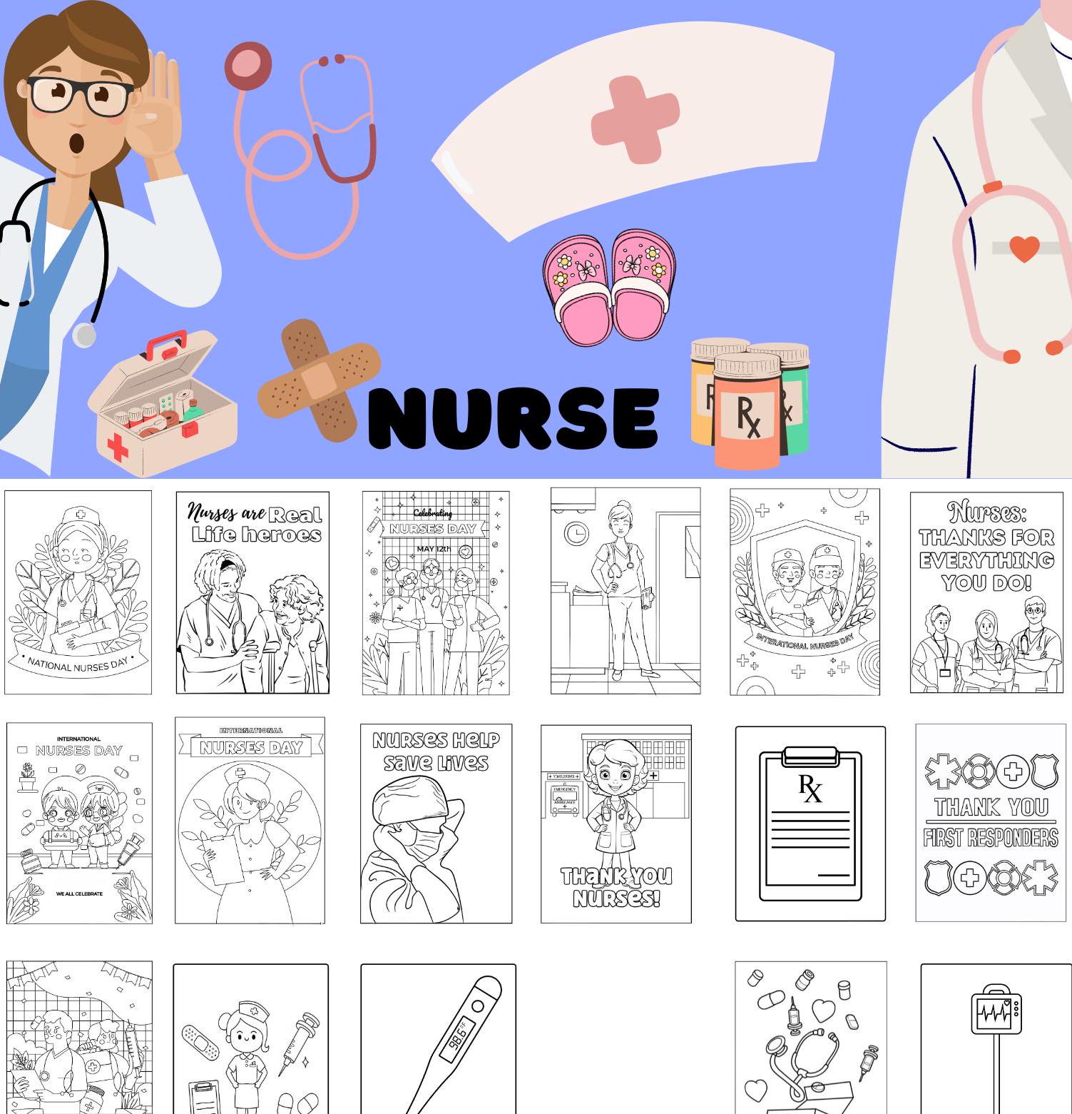100 Printable Nurse Coloring Pages Instant Download Nursing