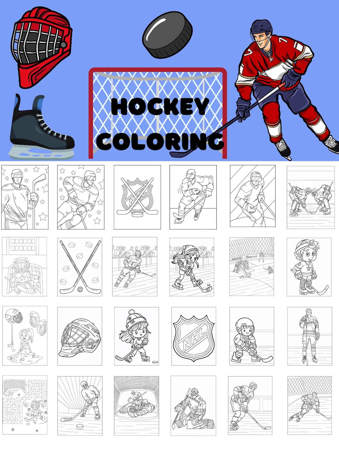100 Printable Hockey Coloring Pages Instant Download Kids Sports