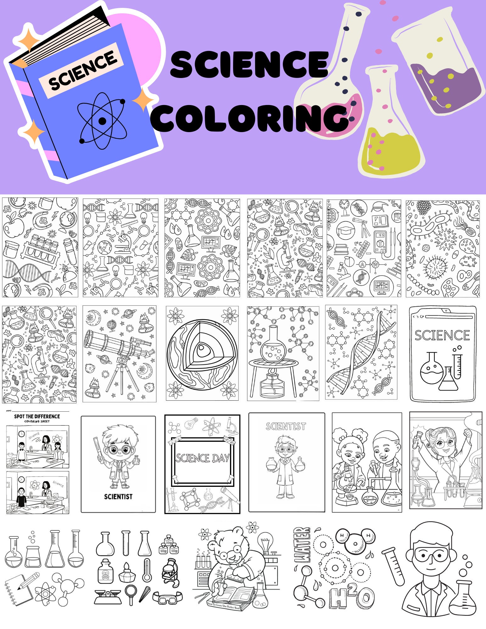 100 Printable Science Coloring Pages | Instant Download | Kids Science ...