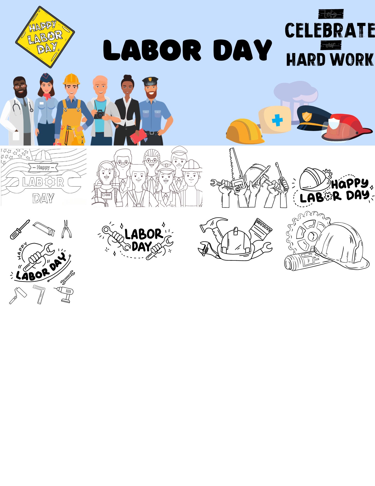 100 Printable Labor Day Coloring Pages | Instant Download | Kids ...