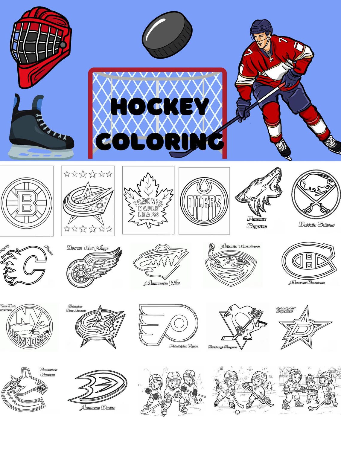 100 Printable Hockey Coloring Pages Instant Download Kids Sports