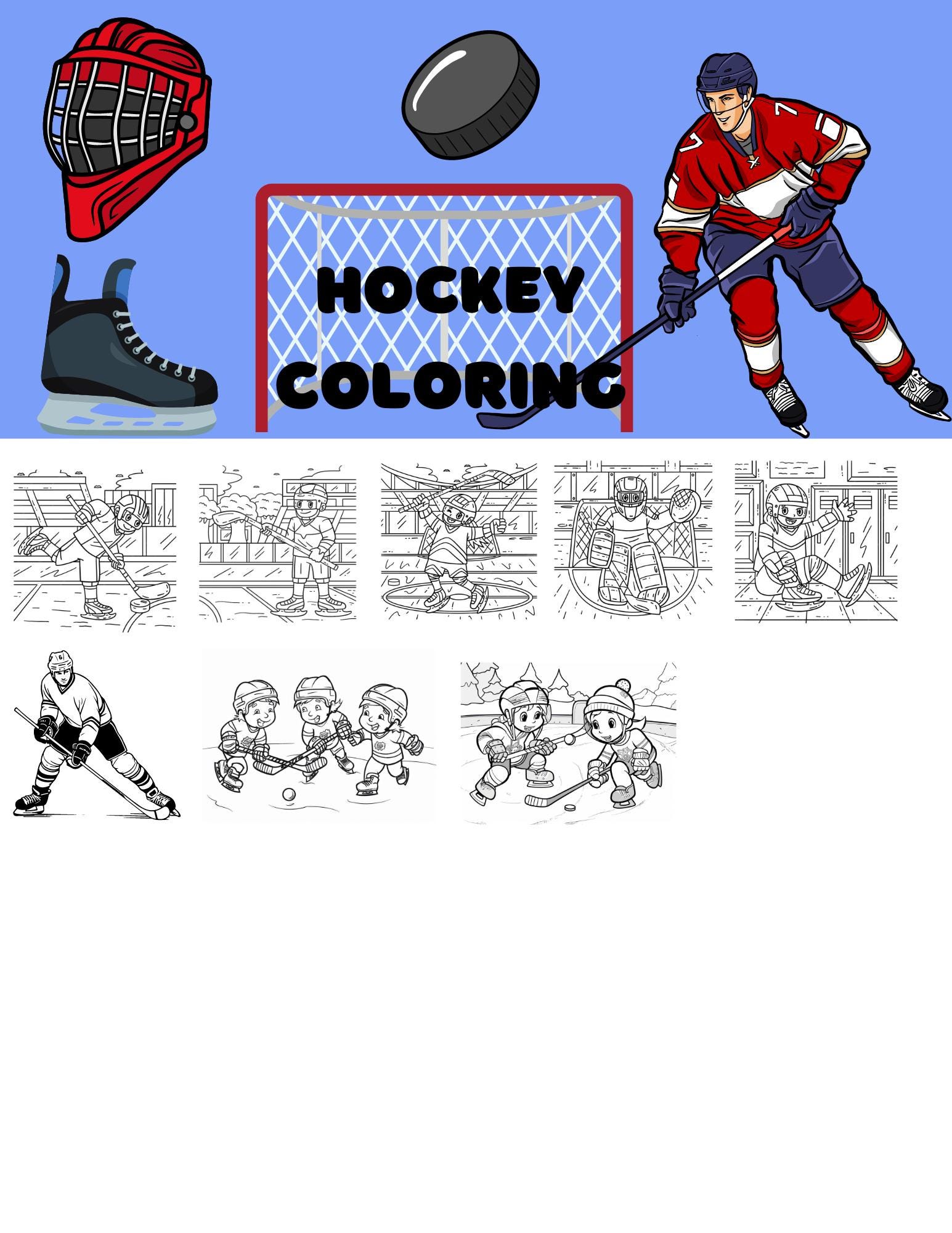 100 Printable Hockey Coloring Pages Instant Download Kids Sports