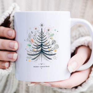 Christmas Mugs with modern, minimal designs, holiday gift, winter decor, christian mugs, festive ceramic cups, gift for him, gift for her