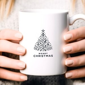 Christmas Mugs with modern, minimal designs, holiday gift, winter decor, christian mugs, festive ceramic cups, gift for him, gift for her