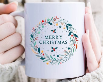 Christmas Mugs with modern, minimal design, holiday gift, winter decor, cute christmas mug, festive ceramic cups, gift for him, gift for her