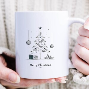 Christmas Mugs with modern, minimal designs, holiday gift, winter decor, christian mugs, festive ceramic cups, gift for him, gift for her