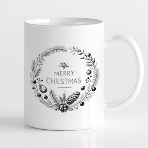 Christmas Mugs with modern, minimal designs, holiday gift, winter decor, christian mugs, festive ceramic cups, gift for him, gift for her