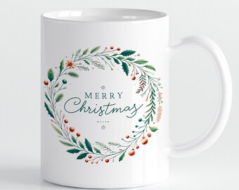 Christmas Mugs with modern, minimal design, holiday gift, winter decor, cute christmas mug, festive ceramic cups, gift for him, gift for her