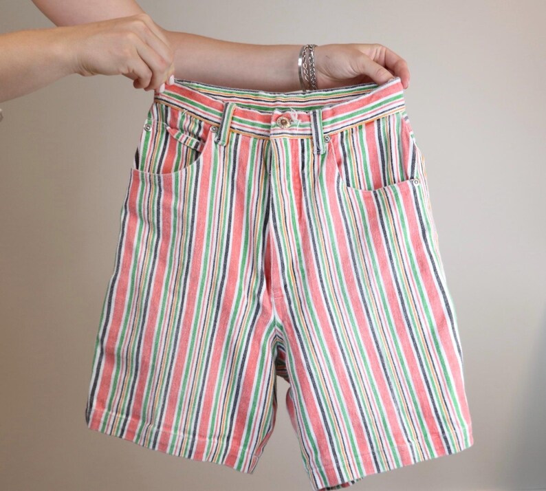 Short vintage années 90 Stampede taille haute multi BLOC de couleurs