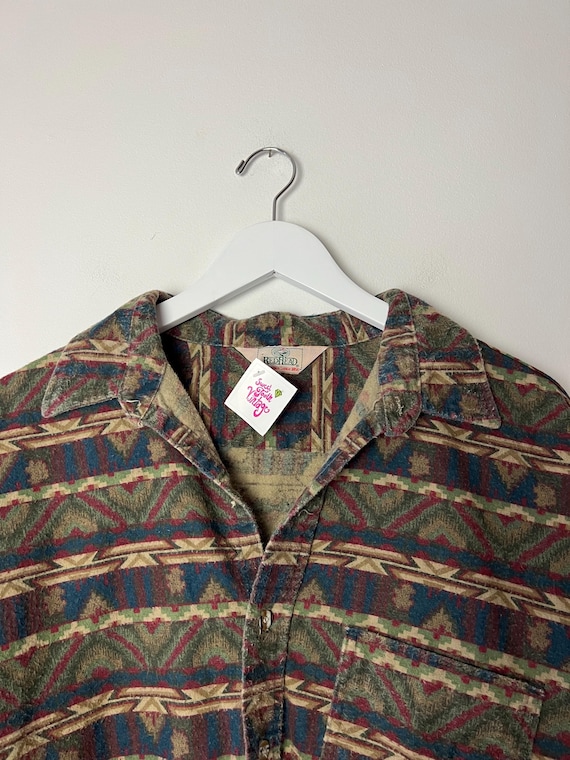 1990s Patterned Cotton Flannel Button Up - image 3