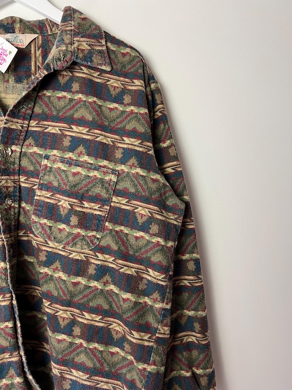 1990s Patterned Cotton Flannel Button Up - image 4