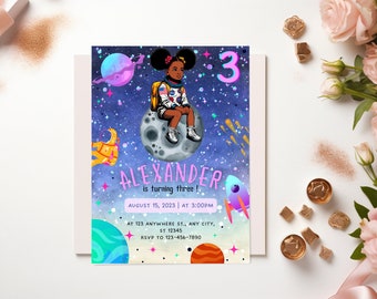 Outer Space Birthday Invitation Template, Planets, Astronaut Invite, Galaxy Blast Off Invitation, Editable Invitation, Nasa Party Theme