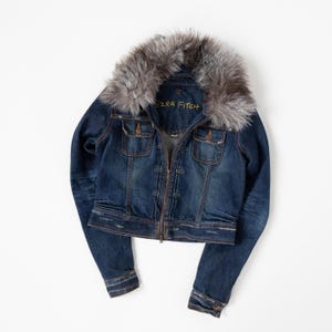 Y2k Fur Denim Jacket - Etsy