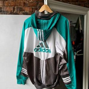 Adidas Vintage Full Zip 90s Big Embroidered Logo Hoodie Size M/L image 1