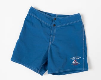 Quiksilver Mens Vintage Nylon Blue Swim Shorts Surf Board Hawaii Size 30, XS/S