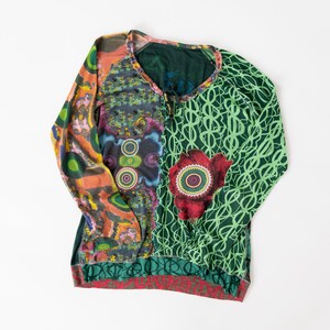 Koszula damska Desigual Vintage Y2K Boho Patchwork z długim rękawem i grafiką w wielu kolorach, rozmiar XL