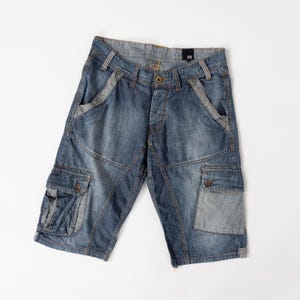 Short cargo en denim vintage pour homme Jack & Jones, bleu, longueur genou, poches utilitaires, coton, taille M