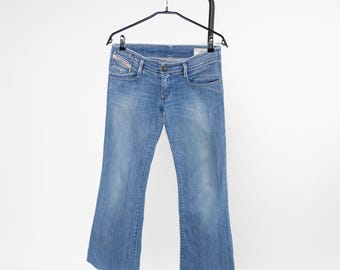 Diesel Melty Damen-Jeans, blau, Bootcut, Stretch-Denim, niedrige Leibhöhe, Größe - W28 L34, S/M