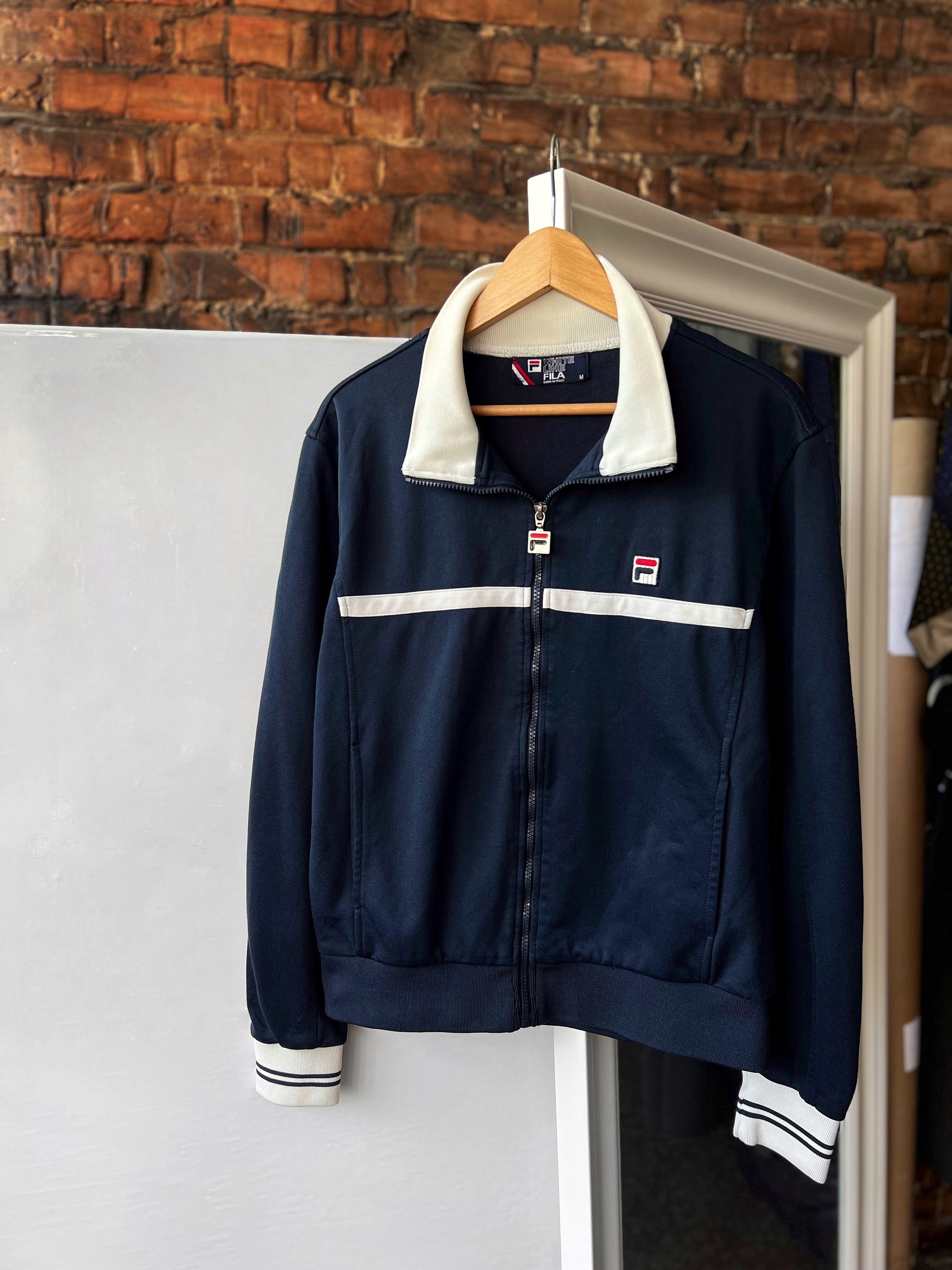Fila white line track top sale