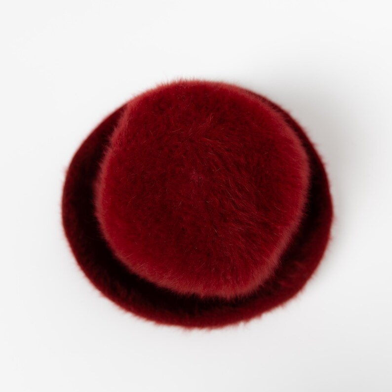 Kangol Womens Vintage Red Fuzzy Hat Angora Wool Cloche Bucket Made in England One Size image 3