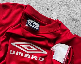 Umbro Men's Vintage Red Short Sleeve Sport Jersey T-shirt