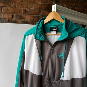 Adidas Vintage Full Zip 90s Big Embroidered Logo Hoodie Size M/L image 4