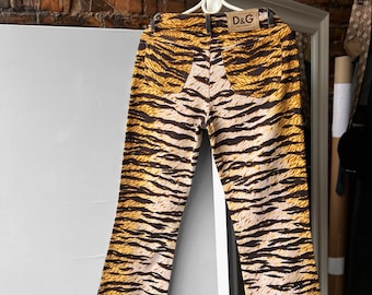 Dolce&Gabbana DG Vintage Made in Italy Women’s Tiger Print Denim Jeans Size - 27 (S)