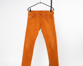 Diesel Iakop Mens Orange Jeans Regular Slim Tapered Button Fly Denim Size - W31, S/M
