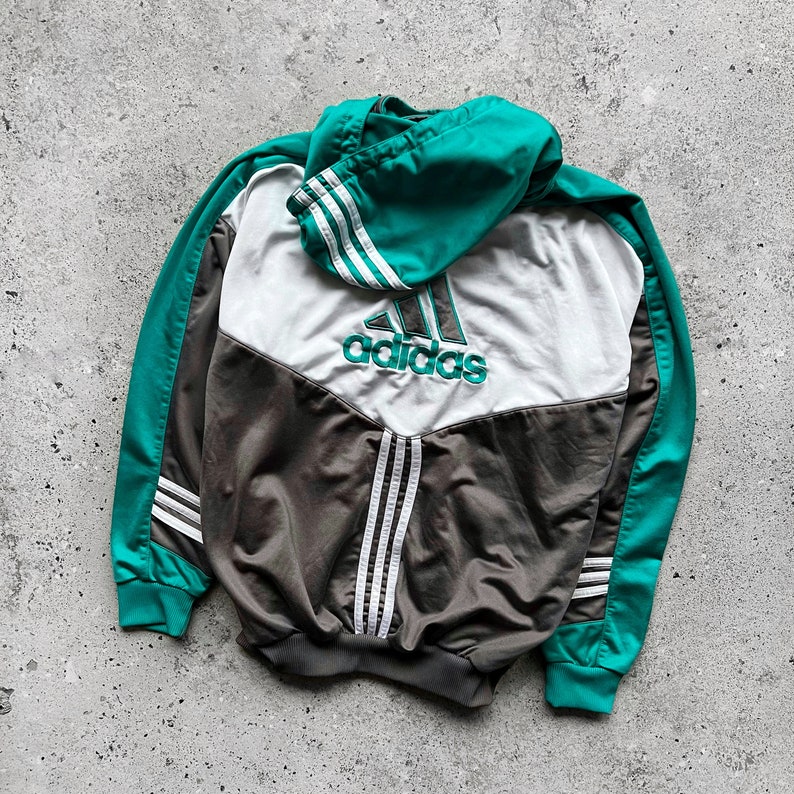 Adidas Vintage Full Zip 90s Big Embroidered Logo Hoodie Size M/L image 7