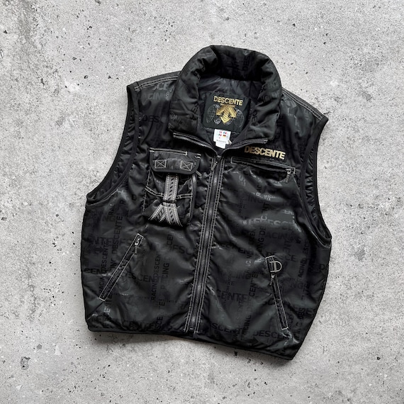 Descente Vintage Men s Monogram Full Printed Made in Hong Kong Zip Vest Size S M
