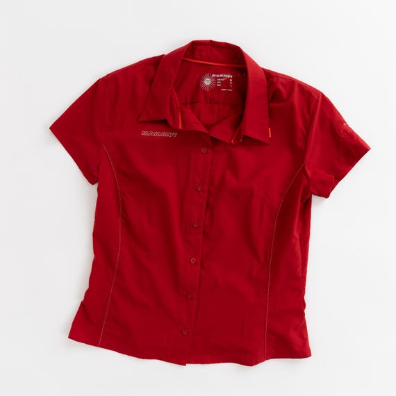 Mammut, Mammut Womens Red Outdoor Shirt Short Sleeve Button Up Hiking Top Size M