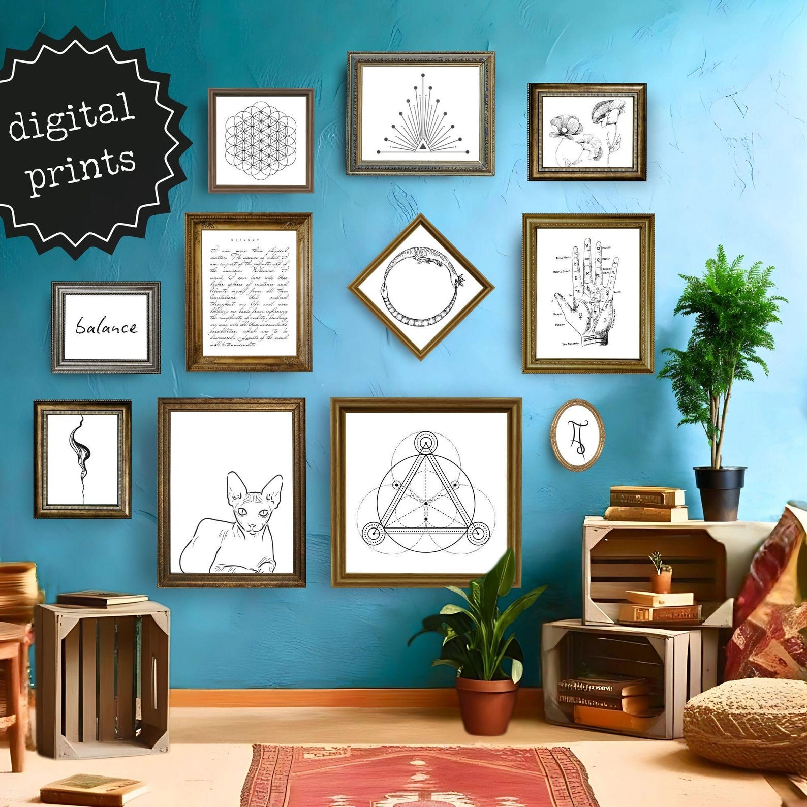 Wallart Set Sacred Geometry Mysterious Decoration Beautiful Digital ...