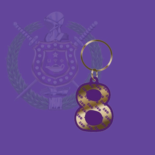 Omega Psi Phi Fraternity Incorporated number keychain. Numbers 1-9