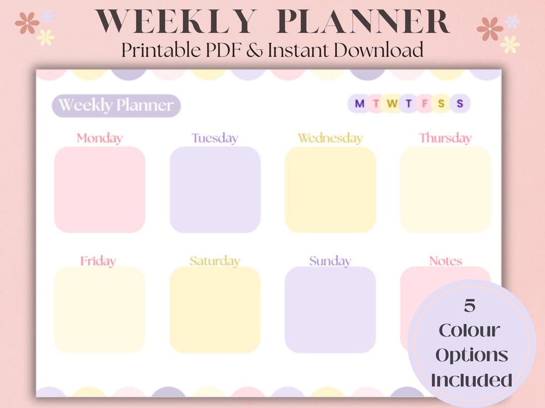 Cute Weekly Planner Printable | Pastel Weekly Planner PDF | Aesthetic ...