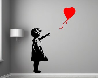 Banksy Mädchen mit Ballon, Wandtattoo, Mädchen mit Ballon Aufkleber, Banksy Wandkunst, Banksy Wanddekor, Banksy Kunst, Banksy Druck