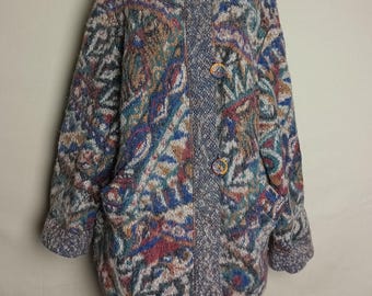 MISSONI Vintage 80s Floral Wool Mohair Alpaca Dubbelzijdige Jas Maat S