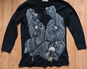 ICEBERG Vintage 1991 Gilmar zeldzame zeehonden Pullover trui IT 42