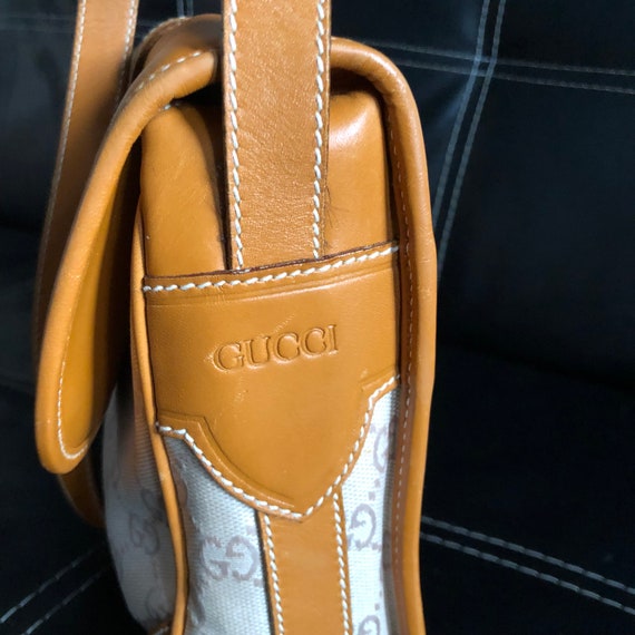 GUCCI Vintage 1980s Canvas Leather Logo Monogram … - image 5