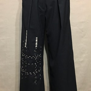 Marithe Francois Girbaud Black Vintage Embroidered Pants Size IT 42