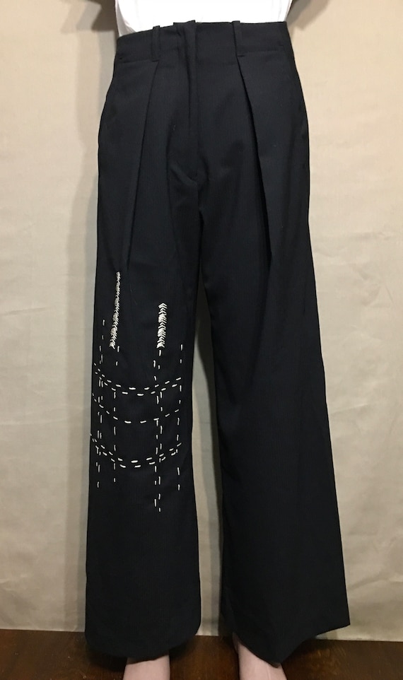 【Marithe + Francois Girbaud】W HALF COTTON PANTS‐BLACK Marithe Francois Girbaud Black Vintage Embroidered Pants