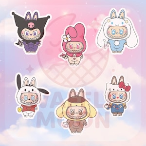 Pack of 6, Labubu Big Into Energy Monster Fantasy Sticker Pack | PopMart Labubu Accessories | labubulover gift | Vinyl Die-Cut Stickers