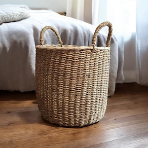 Seegras Korb 30cm hoch, Aufbewahrungskorb, Wäschekorb, Spielzeugkorb, Pflanzenkorb